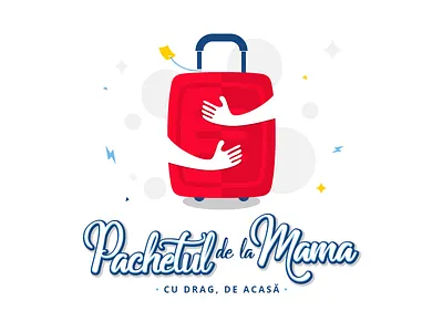 Pachetul de la Mama Logo and Identity bag branding courier identity label logo pack parents service students trolley type
