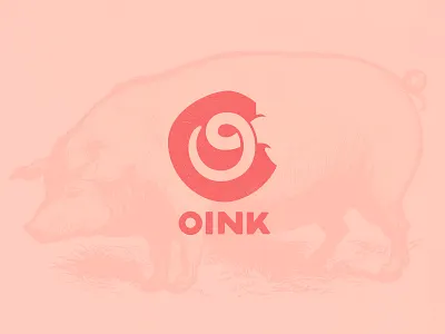 WIP - Oink animal bacon farm food logo pig tail