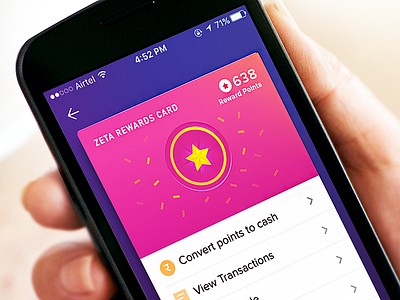 Zeta Rewards UI Card app background card flat illustration ui ux