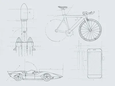 Schematic Illustrations blueprint drawing illustration ink schematic sketch