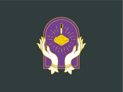 Design Is My Religion enamel hands illustration pin post it religion