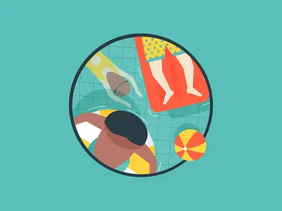 Summer Illustration ball float pool swim vector