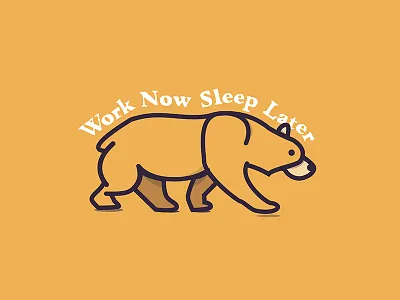 Work Now Sleep Later animal design logo work