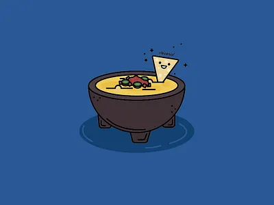 30 Minute Design Challenge - Queso 30 minute challege challenge cheese chip chips and queso dip flat illustration outline queso