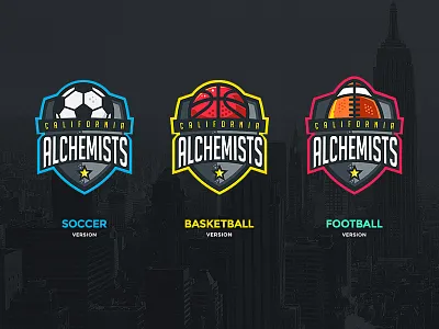 Alchemists Sports Logos badge ball basketball football html logo shield soccer sport team template