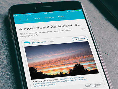 Reamaze for iOS Instagram Conversation awesome dashboard experience flat font instagram ios iphone minimialistic spacing ui ux
