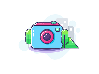 Camera blue camera green icon illustration magenta popartstyle purple watercolorstyle