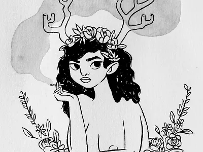 IDGAF illustration india ink traditional art