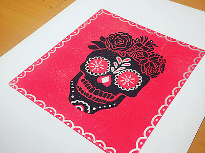 Candy Skull Blockprint blockprint skull