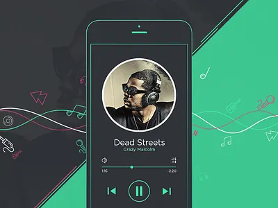 Music player app audio iphone music music player photoshop sound ui wireframe