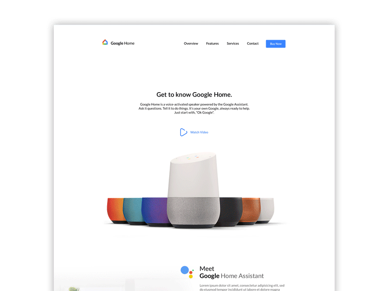 Google Home - Landing page ecommerce google home landing products prototypes web website
