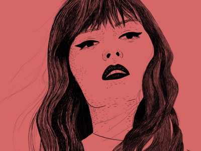 Looking Down digital illustration girl illustration line drawing photoshop portrait wacom