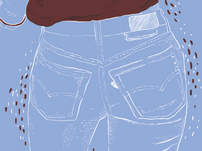 Blue Jeans bum butt digital illustration girl illustration jeans line drawing photoshop wacom