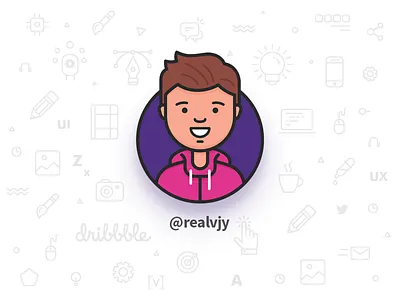 realvjy 2.0 avatar character flat lineart minimal pattern pink vijay