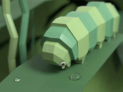 Low Poly Caterpillar 3d art blender cute low poly render