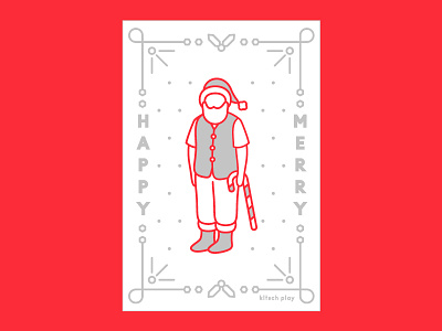 Happy Merry. Christmas christmas grey happy letterpress merry red rudolph santa snowman x mas