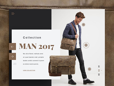 Collection bag man bag brown design ecommerce menu mode navigation page site typography ux web