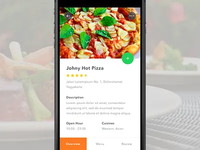 #Exploration | Detail Restaurant app burger card detail food ios photo pizza place restaurant slide