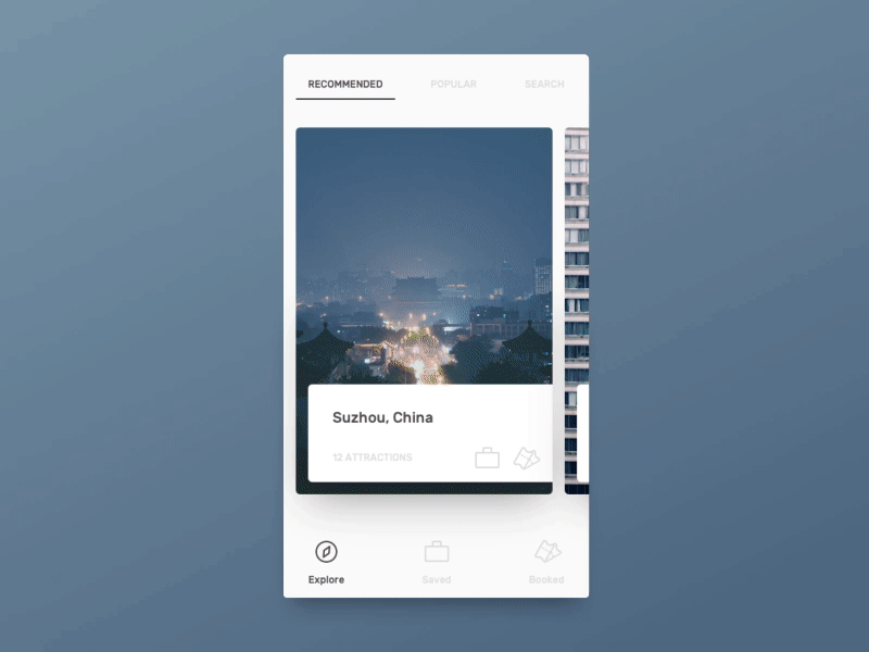 Travel App animation app cards design mobile motion principle travel ui