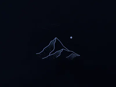 Night in the Mountains blue illustration line art lines moon mountain night vector