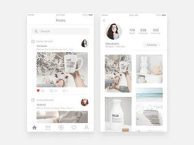 Social App app interface ios mobile social white