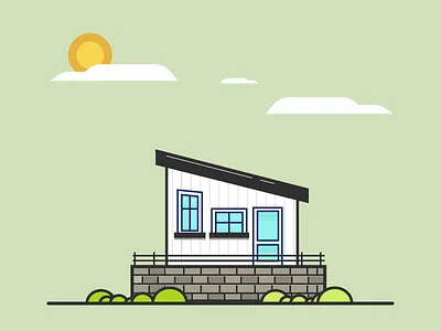 "scorching sun” architecture flat home illustration lineart sun