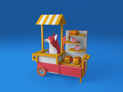 Doggo Bakery bakery c4d cat cinema4d dog low poly low polygon umbrella