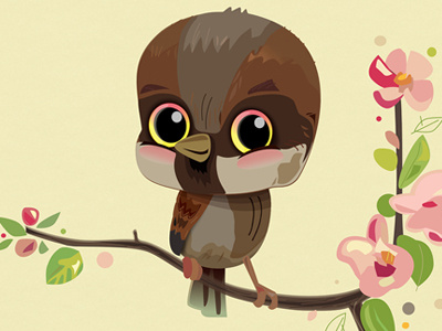 Spatz affinity designer bird bubblefriends cute flower illustration illustrator nature vintage