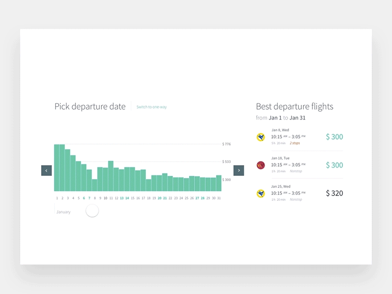 Select a flight prototype on Kiwi.com animation chart flights framer motion prototype table ui ux web website