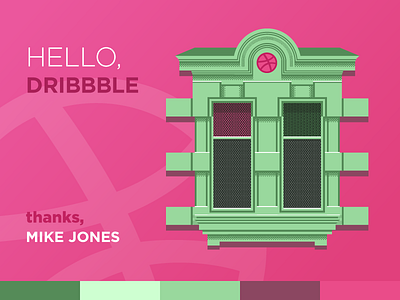 Dribbble Debut architecture decor flat pink window