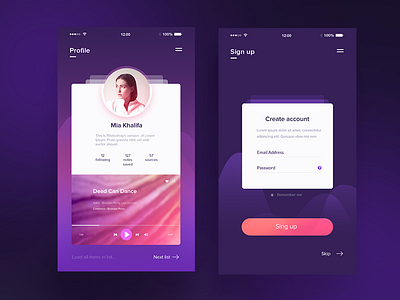 App Design app design illustration profile signup