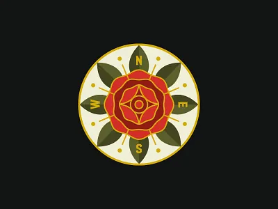 Meridian Rose compass illustration leaves meridian petals rose rose line simple