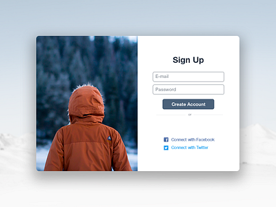 Sign Up Form 001 account dailyui email facebook login password signin signup social twitter winter