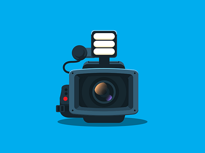 Cam Time 2d art camera design flat icon illustration shadow vector