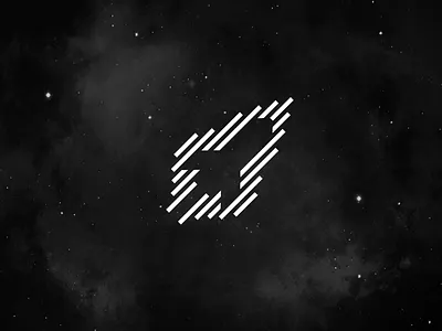 Rocket - Opt 1 abstract stroke astronomy outer brand branding dynamic motion fly flying galaxy planet line lines logo identity negative space pixel data rocket spacecraft smart creative