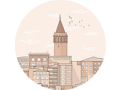 Galata artwork color flatdesign illustration istanbul scale simpleart