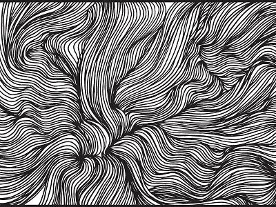 Hairs black and white hand drawn illustration line art