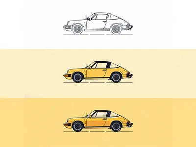 the progress of Porsche 911 SC Targa '82 car design illustration logo porsche progress retro shadow slick speed vintage