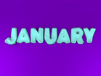 Deflated 3d animated balloon deflated flat january typography
