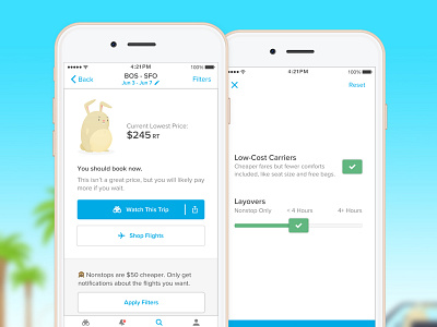 Watch Filters on iOS app filters flights ios mobile travel