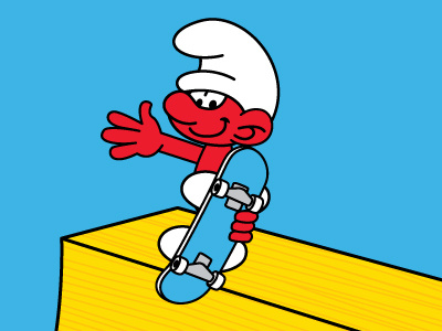 Verty Smurf art cartoon character drawing illustration pop pop art skate skateboarding skating smurfs vector