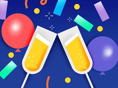 Happy New Years! 2017 balloons celebrate champagne confetti hny new year years
