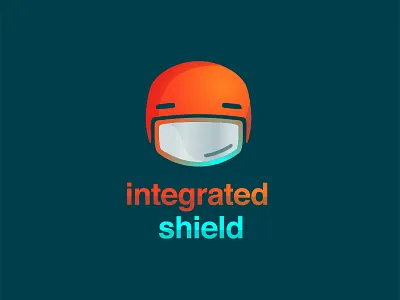 Logo & Tech Icon For a Bike Helmet w/ Integrated Shield cycling helmet helvetica icon logo orange shadow teal tech
