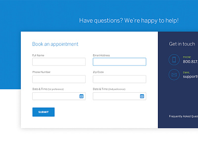 Contact appointment booking contact design field form get in touch ui web