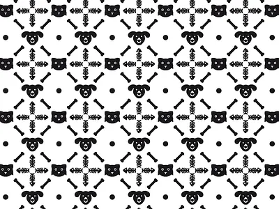 Dog & Cat pattern black cat design dog estmot lines oscar pattern white