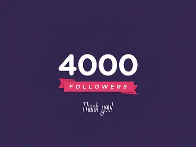 Thank you! 4000 dribbble ribbon thank you type