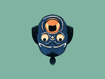 Japanese Mask flat japan mask orange ps sketch