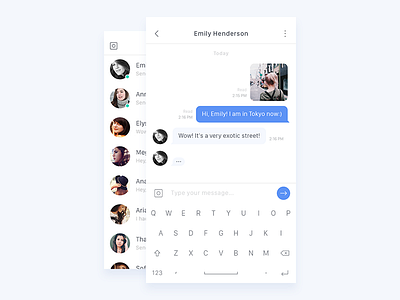 Chat app chat clean light message mobile send simple social ui ux white