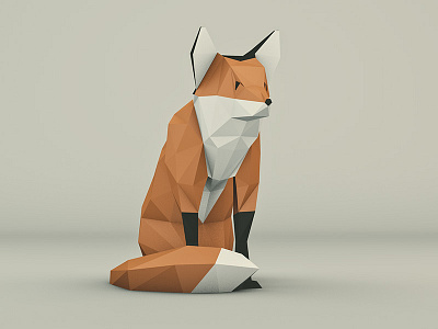 Low poly Fox Full 3d animal cinema4d fox head low poly lowpoly polygones sunset threejs