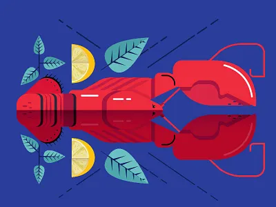 Mr Lobster food lemon lobster red vector